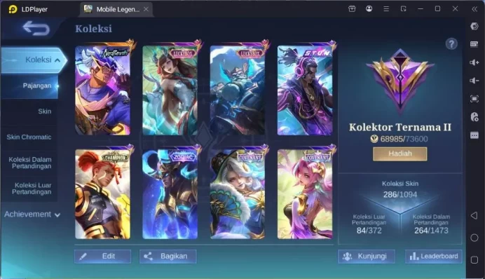 GLOBAL|Hero 131|Skin 286|Neobeast Brody,Kof Karina,Lucky Franco+Kagura,Star Lesley,etc|Renowned CC|Check SS|ML1606B