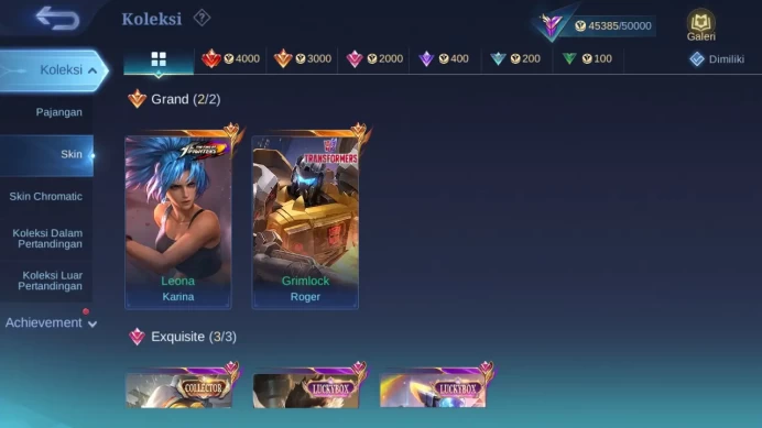 GLOBAL Hero 110 Skin 181 | Luckybox Irithel Roger | KOF Karina | CC Nata | Dtamer Valir Kimmy | Gaara ML1609B