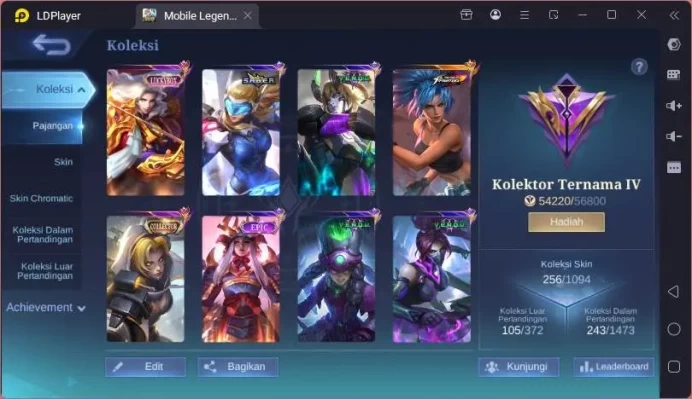 GLOBAL|Hero 131|Skin 256|Kof Karina,Lucky Lancelot,CC Natalia,SpongeB Cyclops,Blazing Layla,etc|Renowned CC|Check SS|ML1613B