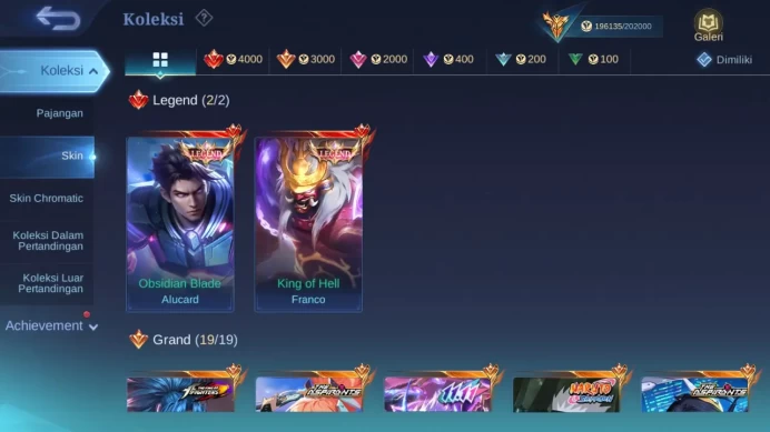 GLOBAL|Hero 132 Skin 462 | Legend Franco Alu | Aspirant Fanny Ruby | KOF Gusion | Sakura | AOT Martis | Neobeast Ling|ML1621B