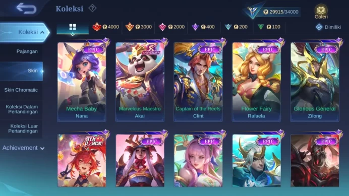 GLOBAL Hero 102 Skin 136 | Lunar Change | CC Nata | Epic Terizla Moskov Grock Freya ML1624B