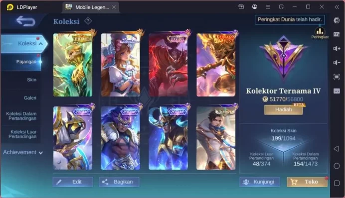 GLOBAL|Hero 80|Skin 199|Prime Granger,Sanrio Floryn,Lucky Haya,Cc Natalia,LNR Sun,SBR Freya,etc|Renowned Cc|Check SS|ML1635B