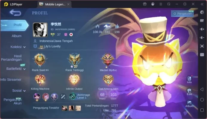 GLOBAL|Hero 68|Skin 103|Kof Karina,Covent Lylia,Mystic Lesley+Silvana,BLazing Claude+Esme,etc|Expert Cc|Check SS|ML1637B