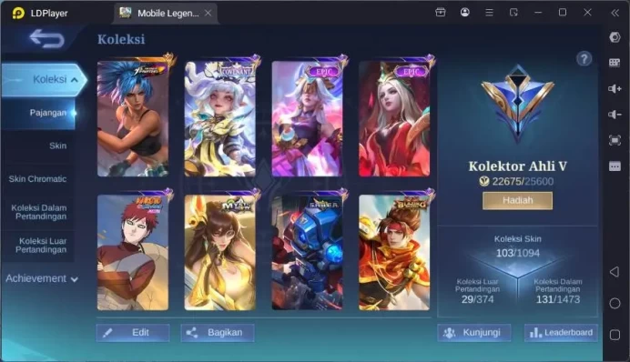 GLOBAL|Hero 68|Skin 103|Kof Karina,Covent Lylia,Mystic Lesley+Silvana,BLazing Claude+Esme,etc|Expert Cc|Check SS|ML1637B