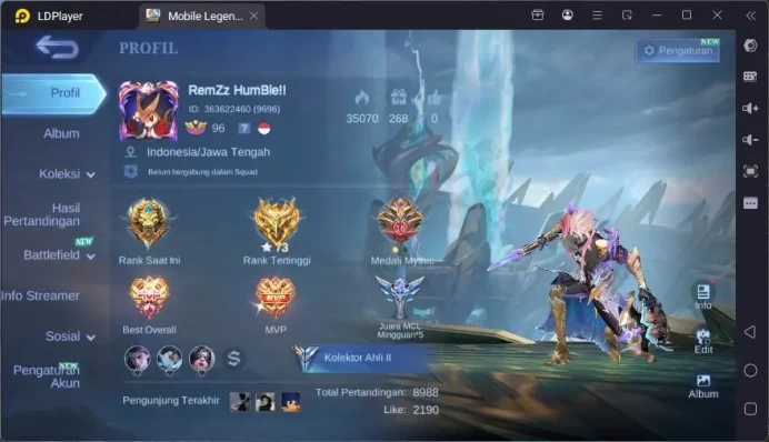 GLOBAL|Hero 122|Skin 168|Kof Karina,Lucky Hanabi+Lunox,CC Natalia,Light Tigreal,SB Cyclops,etc|Expert Cc|Check SS|ML1638B