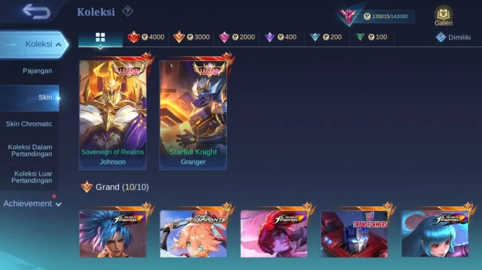 GLOBAL Hero 131 Skin 379 | Legend Granger Johnson | Aspirant Fanny Change | KOF Chou Dyrroth Aurora | CC YSS ML1644B