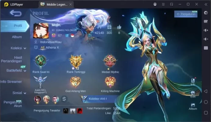Global|Hero 115|Skin 190|Kof Karina,Lucky Eudora,Light Harith,SBR Rafaela,SB Cyclops,etc|Expert|Check SS|ML1653B