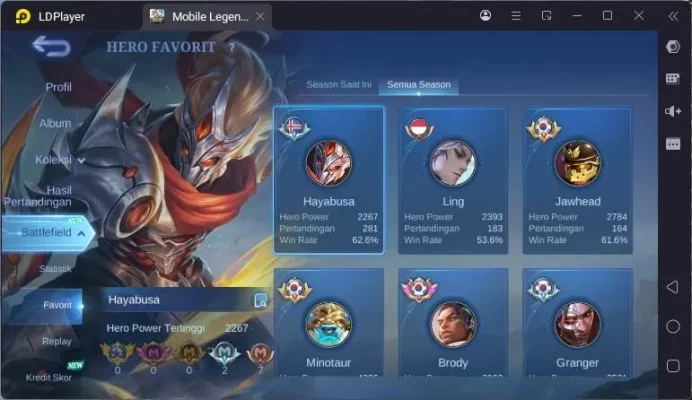 GLOBAL|Hero 94|Skin 134|Annual Hayabusa,CC Natalia,LNR Sun,3 Mystic meow,epic Kagura,Light Harith,etc|Expert|Check SS|ML1657B