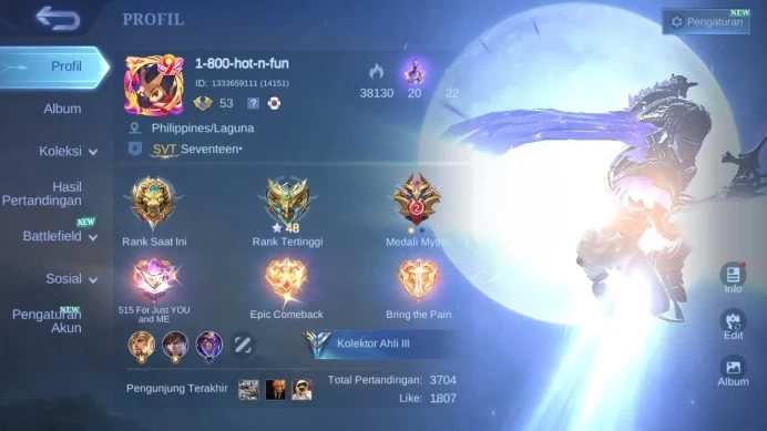 GLOBAL|Hero 106|skin 145, CC GS, balzing franco, venom angela, blazing Aldous, saber saber,christ zilong|expert|ML1659B