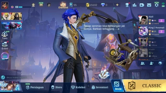 GLOBAL|Hero 120|skin 169|saber(freya,cyc,rafaela), Dtamer(ling,lance,masha), saiya badang, Lborn granger|expert|ML1660B