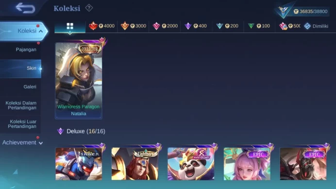 GLOBAL Hero 126 Skin 183 KOF Karina | CC Natalia | Lightborn Granger | Epic Moskov Roger Irithel check ss ML1675B