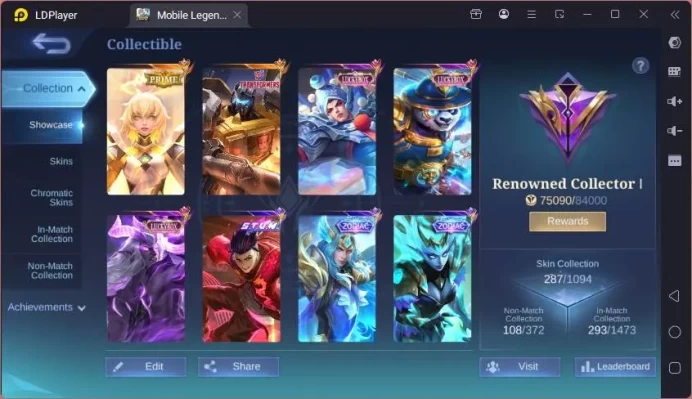GLOBAL|Hero 132|Skin 287|Prime Beatrix,TRF Roger,Kof Karina,Lucky Akai+Zilong+Moskov+Zhazk,etc|Renowned|Check SS|ML1685B