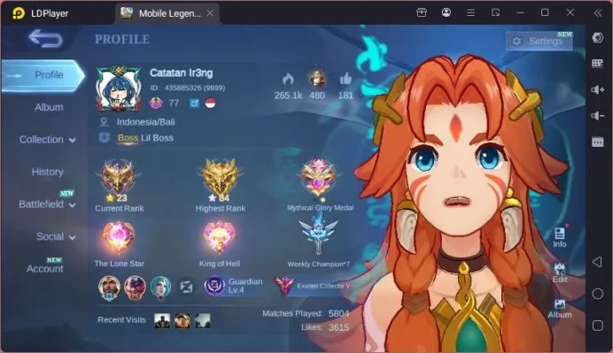 GLOBAL|Hero 124|Skin 323|Roam Acc|Legend Franco,ASP Vexana,TRF Roger,Clouds Edith,Lucky Karina,etc|Exalted|Check SS|ML1688B