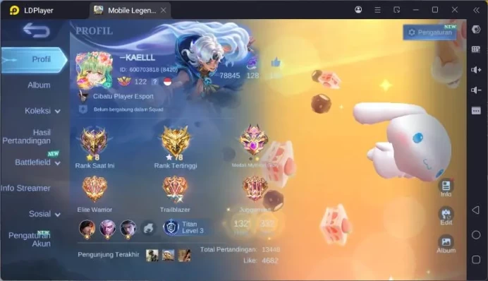 GLOBAL|Hero 132|Skin 332|TRF Roger,Sanrio Floryn,Prime Granger,Anual Hayabusa,Lucky Zilong,etc|Exalted|Check SS|ML1695B