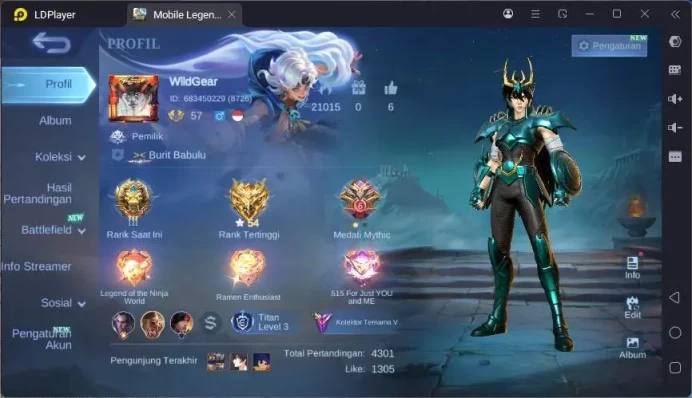 GLOBAL|Hero 116|Skin 206|Naruto Hayabusa,Kof Karina,Lucky Franco,Saint Chou,SB Cyclops,etc|Renowned|Check SS|ML1697B
