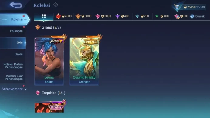 GLOBAL Hero 70 Skin 96 | Prime Granger | Luckybox Zhask | Dtamer masha | Spongebob | KOF Karina | Expert | Check ss ML1769B