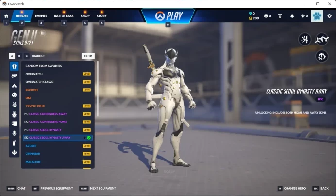 GENJI / CLASSIC SEOUL DYNASTY AWAY /3 Gold Weapons / Full Mail Access / see the picture / Please Read Description  / OlgaBe