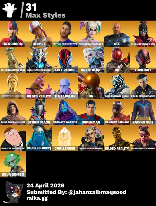 [PC/PSN/XBOX] 128Skins *31 Max styles*|The Joker,Herley Quinn,Rebirth Raven,Mandalorian,Back lash,Focus,Bachii,Surf Which,Echo |Full Access
