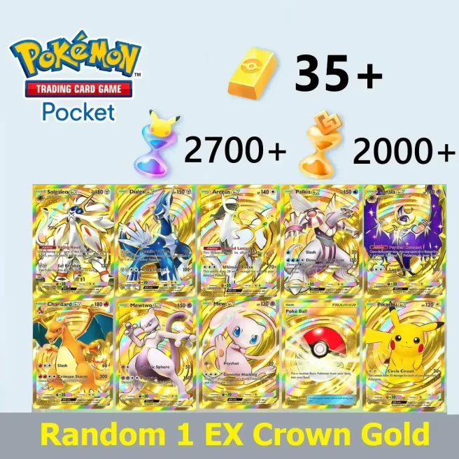 [GLOBAL]Pokemon TCG Pocket Starter Account with 35+ Pokégold & 2700+ Pack Hourglass & 2000+ Wonder Hourglass & Random 1 EX Crown card