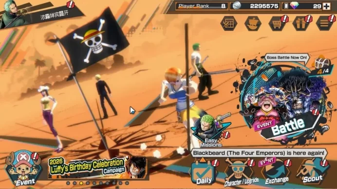Global|4EX|TSCA Kaido,4Emperor Teach,Flame Emperor Sabo,BLackbeard Pirate Kuzan|Rank 8|Bandai|Check(OPBR2360)