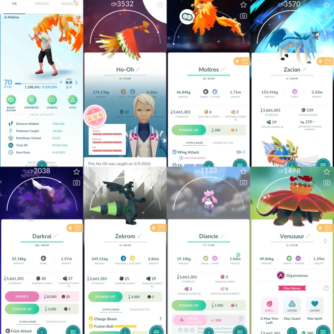 2221 Level 70 Eternatus Shiny Galarian Moltres Shiny GMax Venusaur Shiny Mime Jr