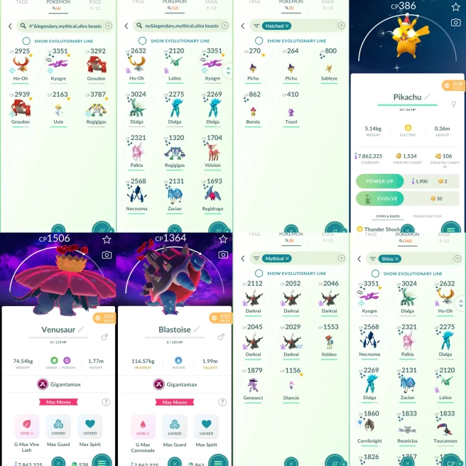 2222 Level 70 Eternatus SHUNDO Kyogre Groudon100 x2 Shiny GMax Charizard Shiny GMax Grimmsnarl