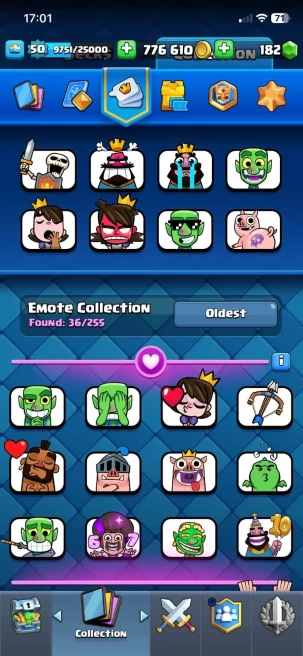 KT 14 // Emotes 36 // 7 Evo Cards // 4 Hero Cards // 10000Trophies // 182 Gems // 50 LVL // Giant Max // Instant Delivery // Full Access