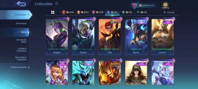 ML115//Mythical Immortal Rank Level 98 Winrate 54 Heroes 132 Skins 445 Legend Gusion JJK Hayabusa KOF Aurora Aspirant Angela Change Yuzhong Coll