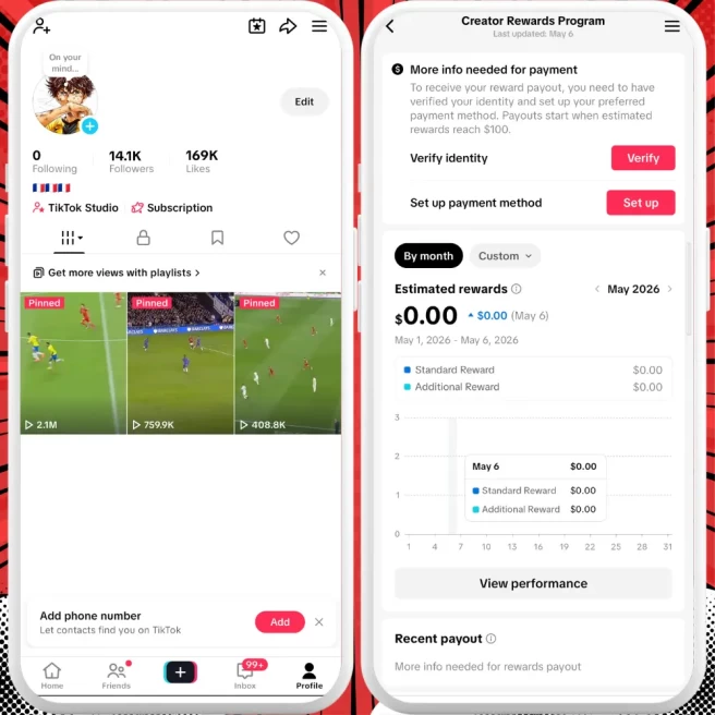 [Discounted] France Monetized Creator Rewards Program Account | 14K Authentic Followers & 169K Likes | Verified Screenshots + Good Standing