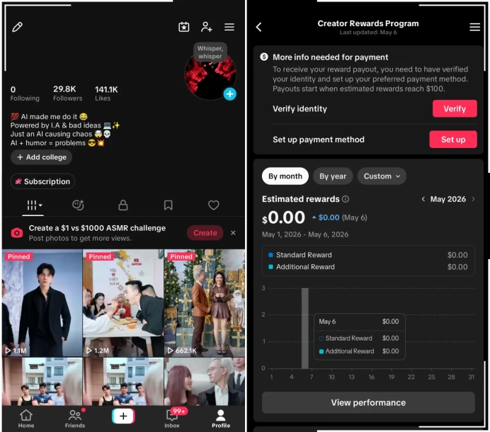 Monetized USA Account Creator Rewards Program Active | 29k Real Followers 141k Likes | Real Screenshots + Full Access + Account in Good Standing