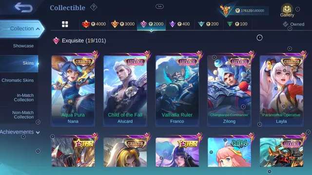 ML65 Highest Rank Mythical Immortal 113 stars; LEGEND Leslie, Gossen, Lunox; Ducati Benedetta
