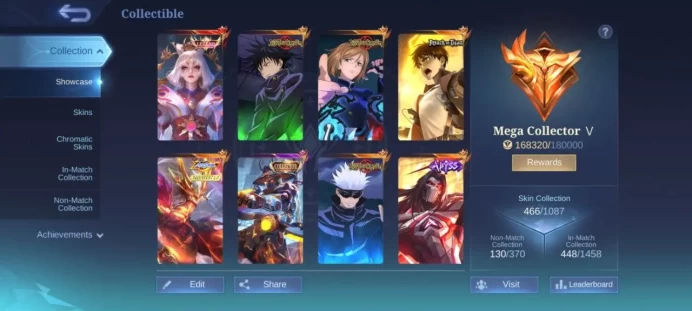 ML54 Mega Leg Lunox JJK full Skins moskov full Skins Prime 3 YIN collector YSS LUCKY 5 EPIC EVOS Recall