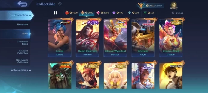 ML54 Mega Leg Lunox JJK full Skins moskov full Skins Prime 3 YIN collector YSS LUCKY 5 EPIC EVOS Recall