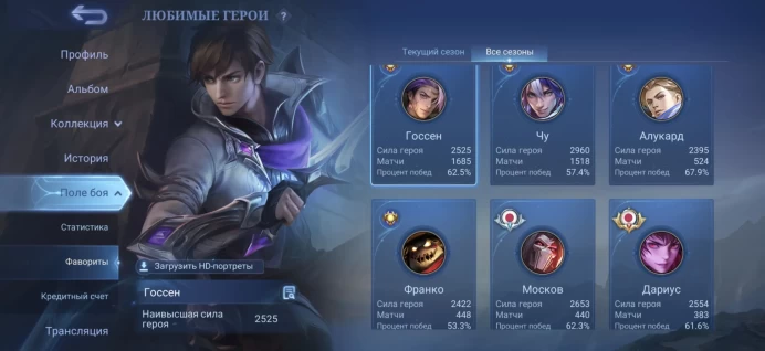 ML164//Level 109 406 Skins Mythic Rank Legendary Gossen Abis Moskov Itadori Yin Prime Granger Beatrice Chong