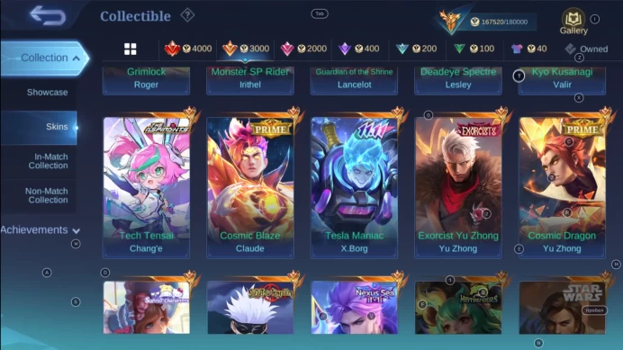 ML62 Top-Rank Mythical Immortal 102 stars; LEGEND Lunox; Kof Aurora, Valir, and Karina; Infernal Dragon