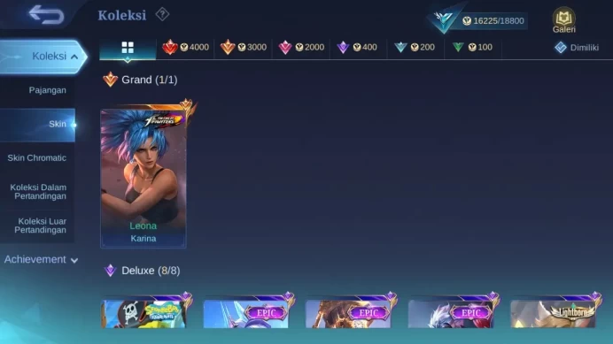 GLOBAL Hero 64 Skin 55 | KOF Karina | Covenant Lylia | M7 Granger | Lightborn harith | Epic Karrie Harley | Seasoned | ML1792B