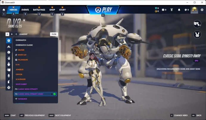CLASSIC SEOUL DYNASTY AWAY / 3 Gold Weapons / Full Mail Access / see the picture / Please Read Description  / eeefz