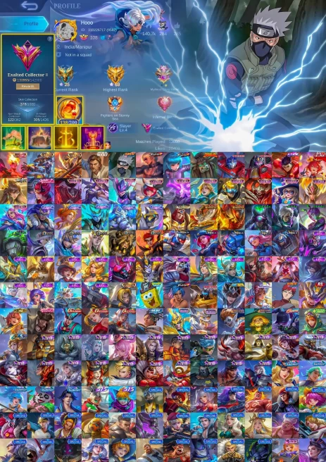 ML123//Mythic Level 108 Winrate 56% 131 Heroes 378 Skins