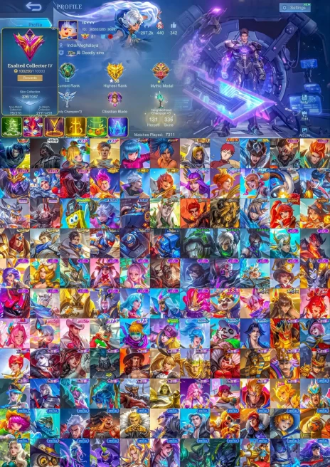 ML175//Level 81 336 Skins Mythic Legendary Alucard Starwars Argus 11.11 Wanwan Gusion Coffee Aurora