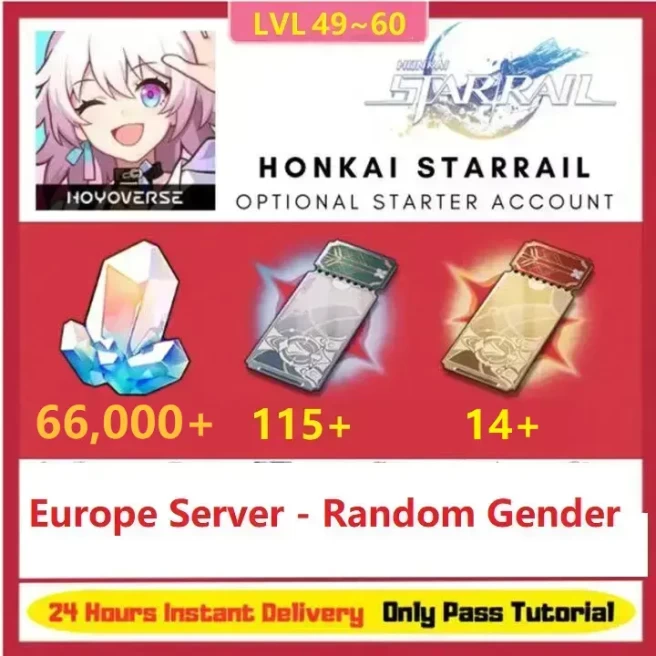 [ Europe Server] Honkai 500+ Draws Accounts (66000+ Stellar Jade & 115+14 Star Rail Passes) 