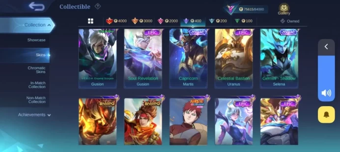 ML192//Level 63 275 Skins Mythic Rank 115 Heroes vessels Amon prime Granger Beratix Star Hayabusa 47 dulexe eternal vows Vexana zodiac 6 Patrick