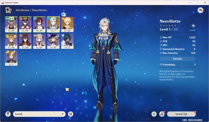 Starter | ASIA | AR 18  Neuvillette | MC Male (Aether) Skyward Spine  GI011B