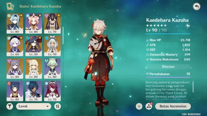 Mid-Game | ASIA | AR 57 | 7 Limit | Arlecchino, Yelan, Kaedehara Kazuha, Kamisato Ayaka, Alhaitham, Cyno, Eula|MC FEMALE GI032B
