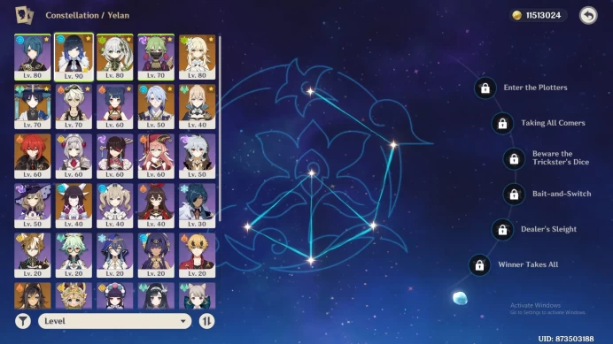 ASIA | AR 53 | 5 limit Yelan,Nahida,columbina,Wanderer,Kamisato ayaka | WP b5 2| mc female | jean | diluc | dehya GI047B