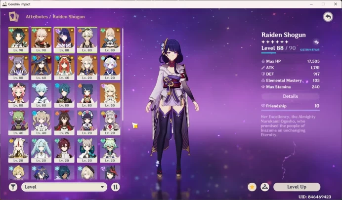 ASIA|AR50|5 Limit|Xiao,Kazuha,Raiden Ei, Nilou, Albedo|3 WP Limit|MC Lumine|Check SS|GI071B