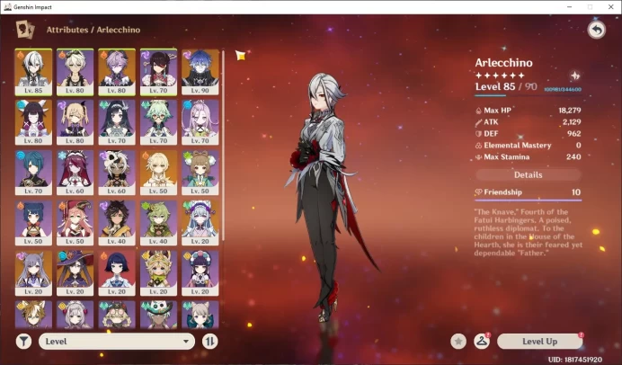 ASIA | AR 55, arlechinno, bennet, durin, flins, colombinna more detail check SS GI094B