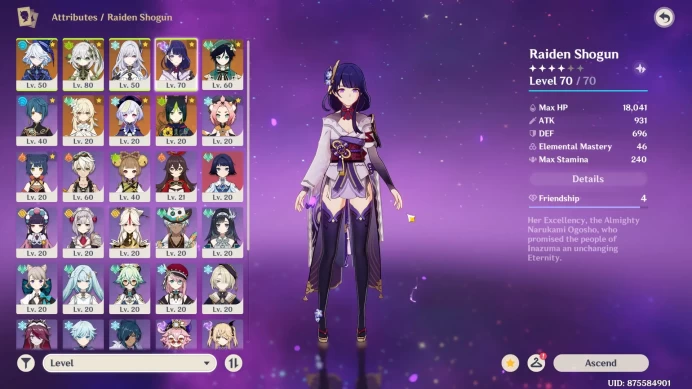 AR 42 | MC Lumine | Skirk, Raiden, Nahida, Furina | Low Eksplor | GI128B