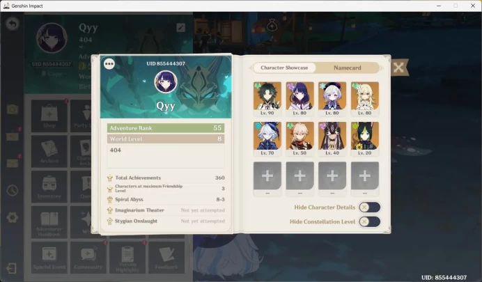 ASIA|AR 55|4 limit| XIao,|Furina, Raiden Shogun, Kaedehara Kuzuha |MC Female|Check SS|GI142B