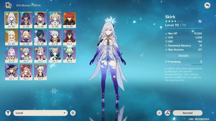 ASIA | AR 39 | Starter Skirk | MC Lumine | GI150B