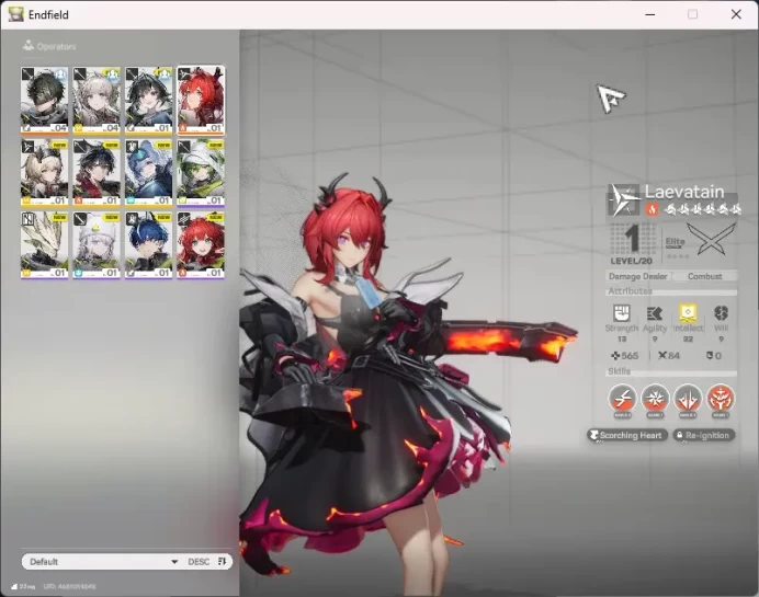 Starter Fresh | ASIA | New Horizons On | Day 1 Sign-in 6-Star Laevatain | MC Male | Weapon Chivalric Virtues  AKE012B